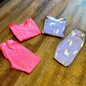 Carters kids PJs 2 pair long sleeve 100% cotton. Size 6.